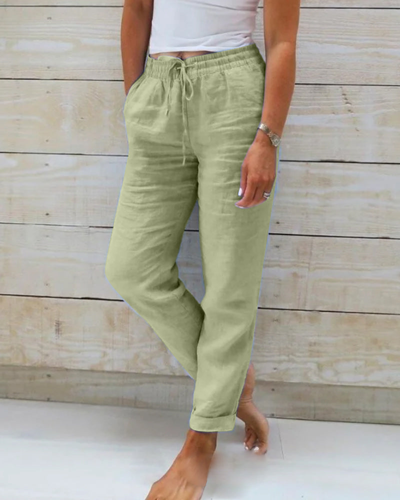 Monika - Cotton and Linen Elasticated Trousers