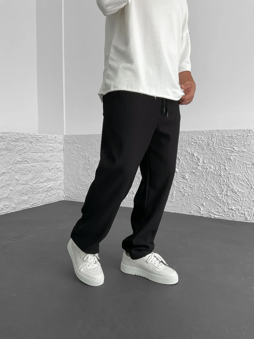 Terrence - Straight Leg Trousers with Ribbed Finish