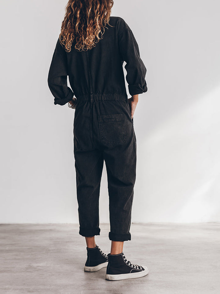 Viola - Women's Relaxed Fit Button Front Jumpsuit