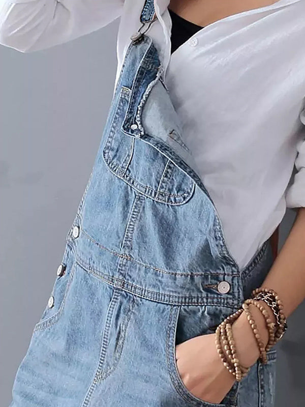 Lizz - Jean Slit Back Dungarees Dress