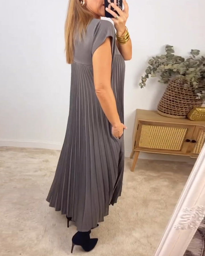 Anna - Sleeveless plain dress with pleats