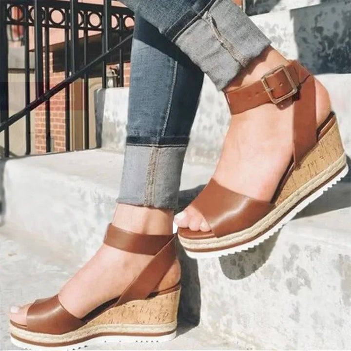 Athena - Sandals with Buckle Wedge Heels